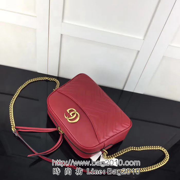 GUCCI古馳原單 新款專櫃品質原單貨實物實拍 443499 大紅鏈條單肩斜挎包 HY1221